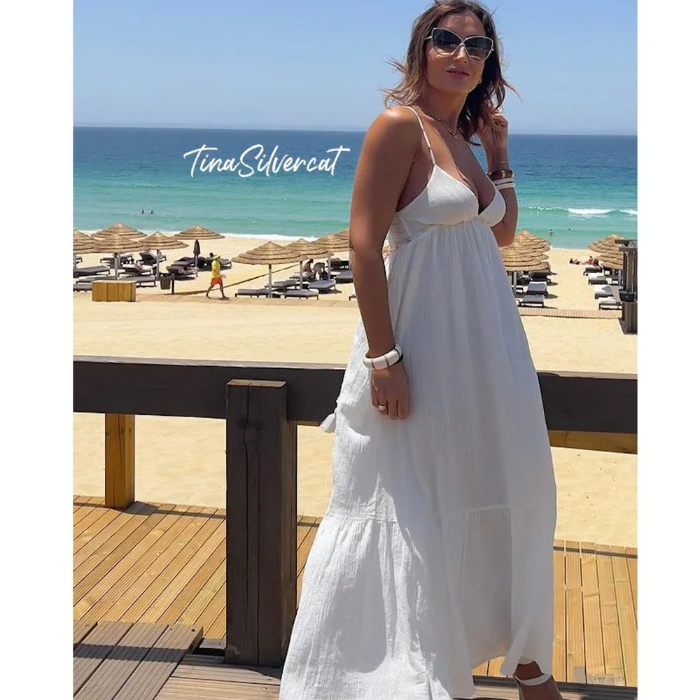 Zara White Strappy Maxi Dress Sz XL NWT